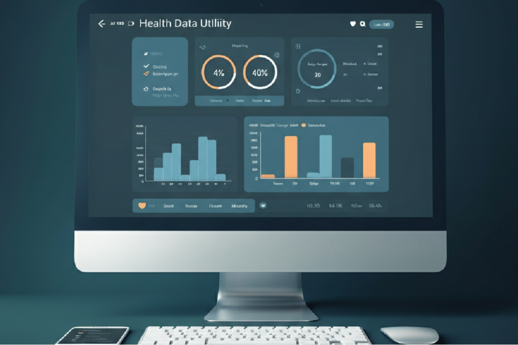 Image of a desktop computer with the Health Data Utility dashboard